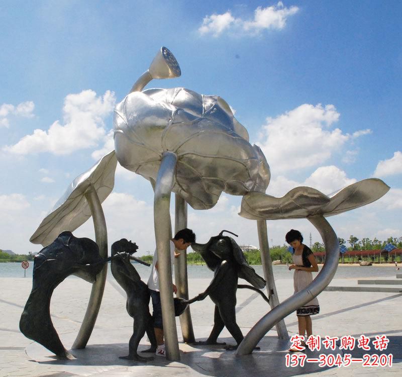 泉州荷花之美——不锈钢荷花广场雕塑