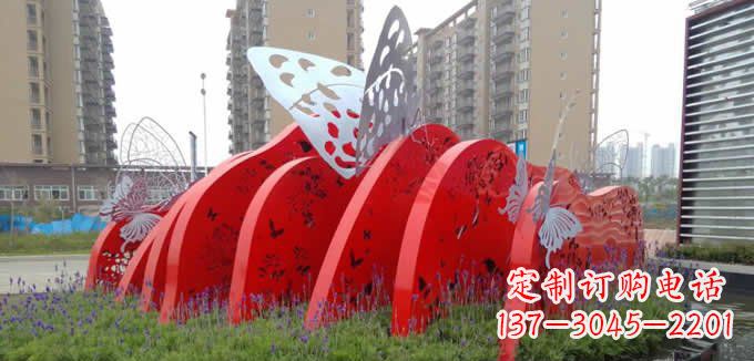 泉州不锈钢蝴蝶小区景观雕塑美丽的蝴蝶展翅