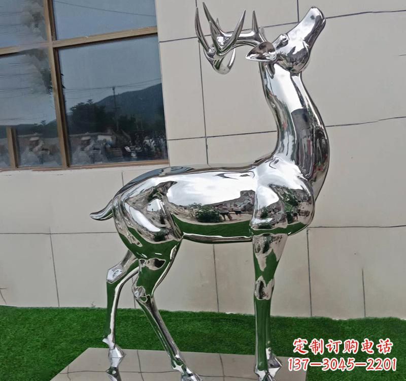泉州不锈钢户外动物鹿雕塑精致大气的艺术品