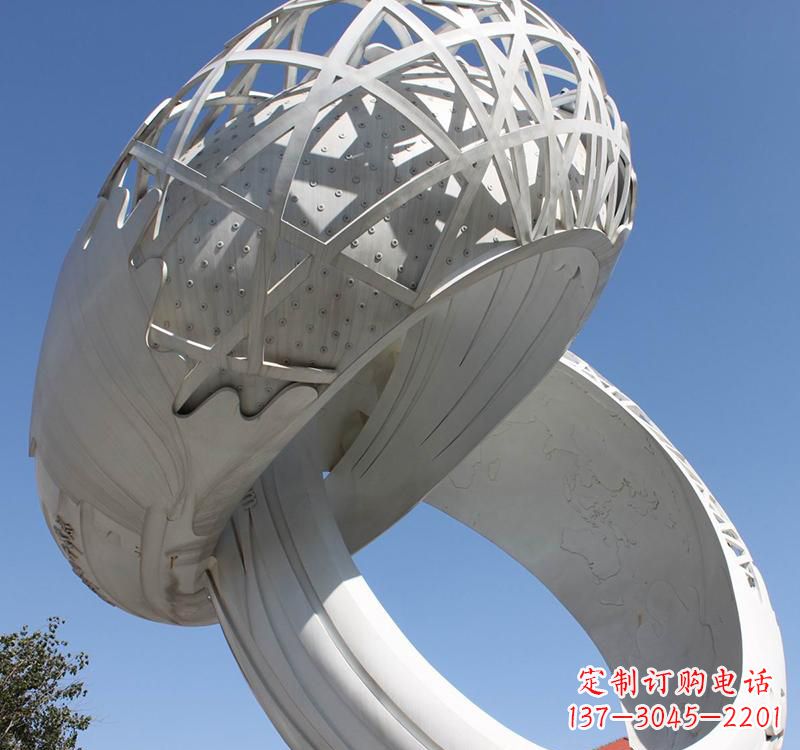 泉州不锈钢户外婚庆戒指雕塑婚礼永恒的记忆