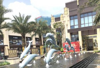 泉州精美海豚喷泉，点缀城市企业街道