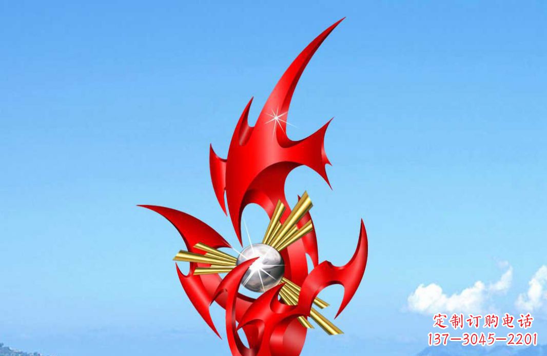 泉州不锈钢火苗抽象景观雕塑给城市添彩