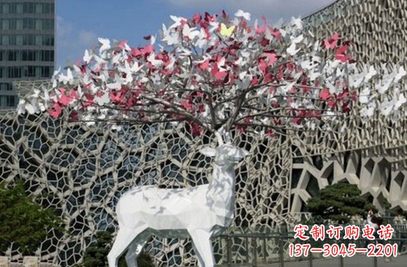 泉州不锈钢几何小鹿雕塑222