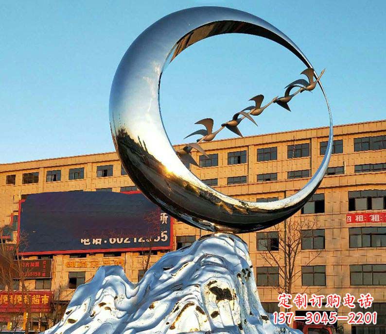 泉州不锈钢假山大雁雕塑