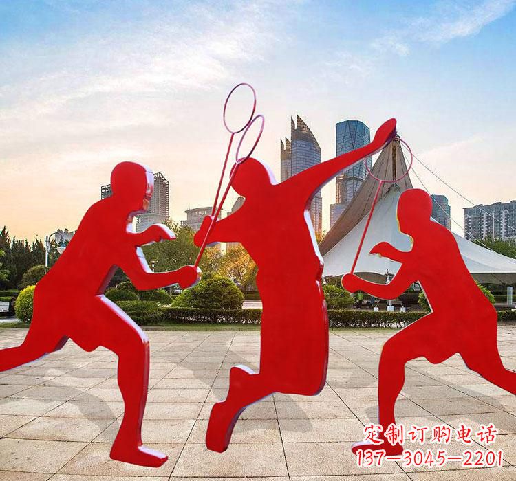 泉州不锈钢剪影打羽毛球雕塑