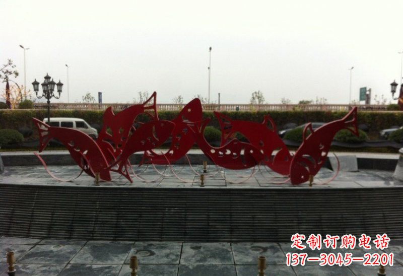 泉州不锈钢剪纸鲤鱼雕塑精巧美观