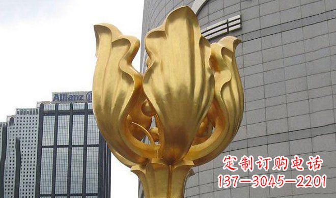 泉州不锈钢金色紫荆花雕塑
