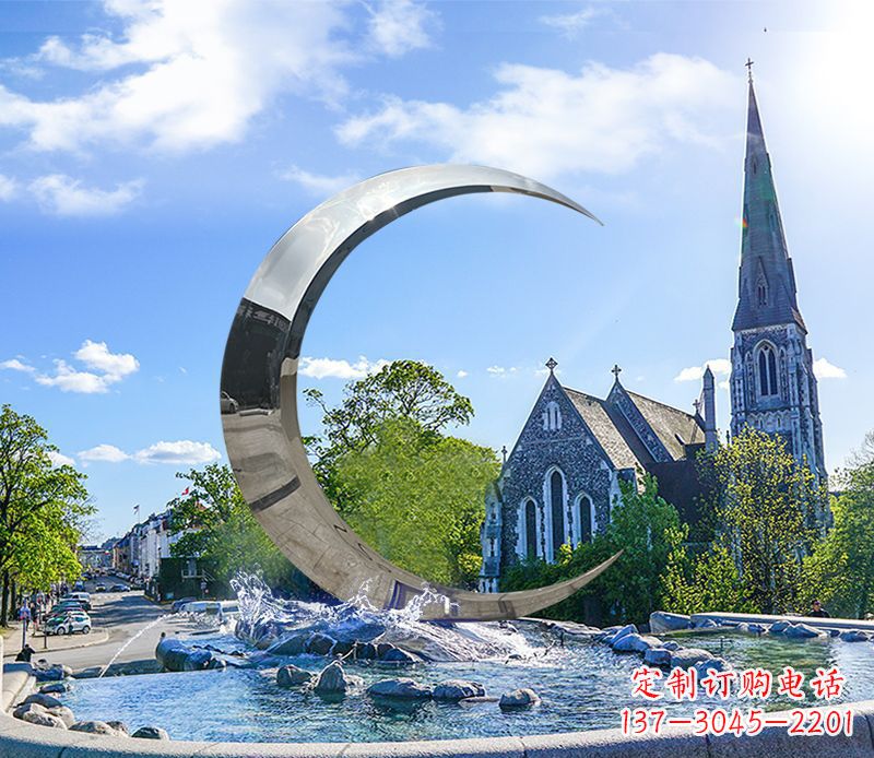 泉州不锈钢景观创意月亮雕塑