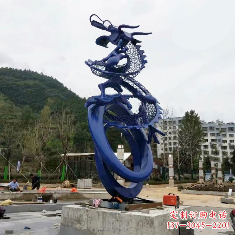 泉州不锈钢景观龙雕塑-公园园林铁艺动物景观标识