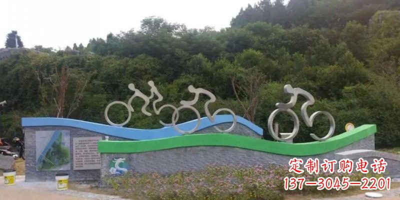 泉州不锈钢景区抽象骑自行车人物雕塑