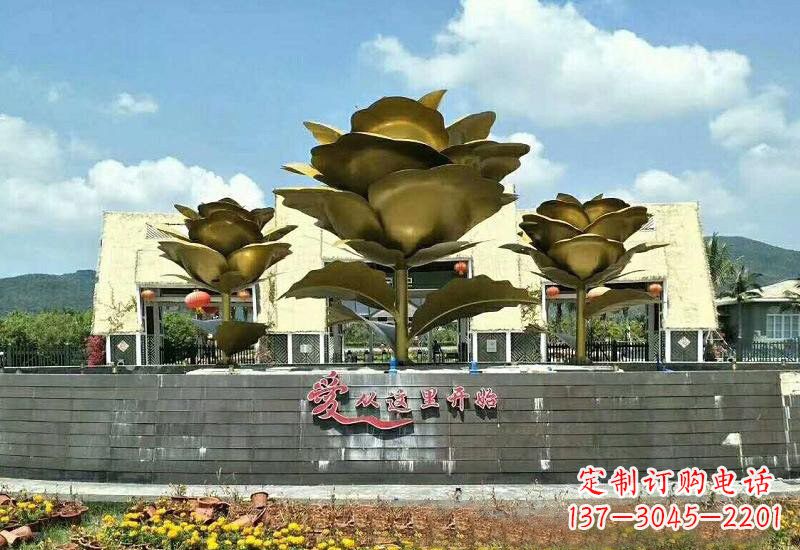 泉州不锈钢玫瑰雕塑美丽的艺术品