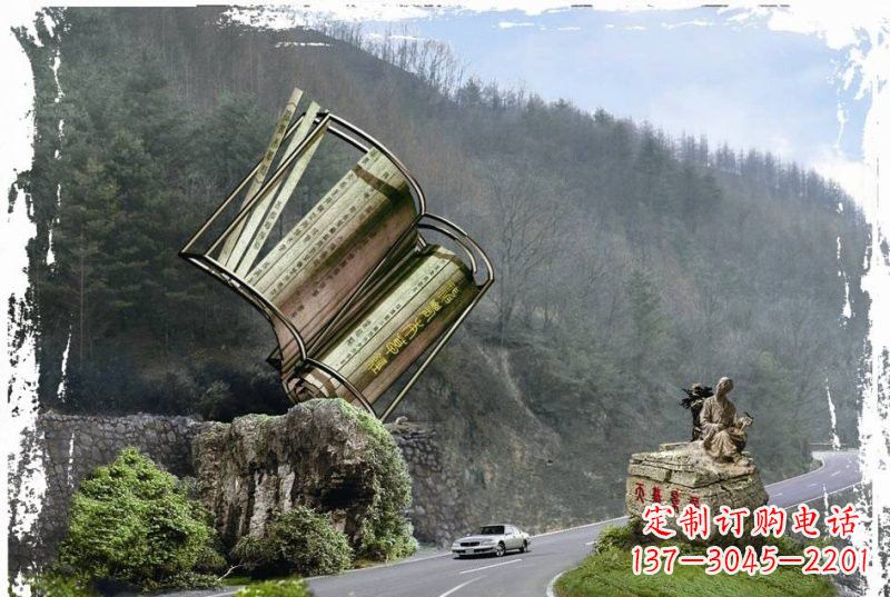 泉州不锈钢景区神农本草经竹简雕塑