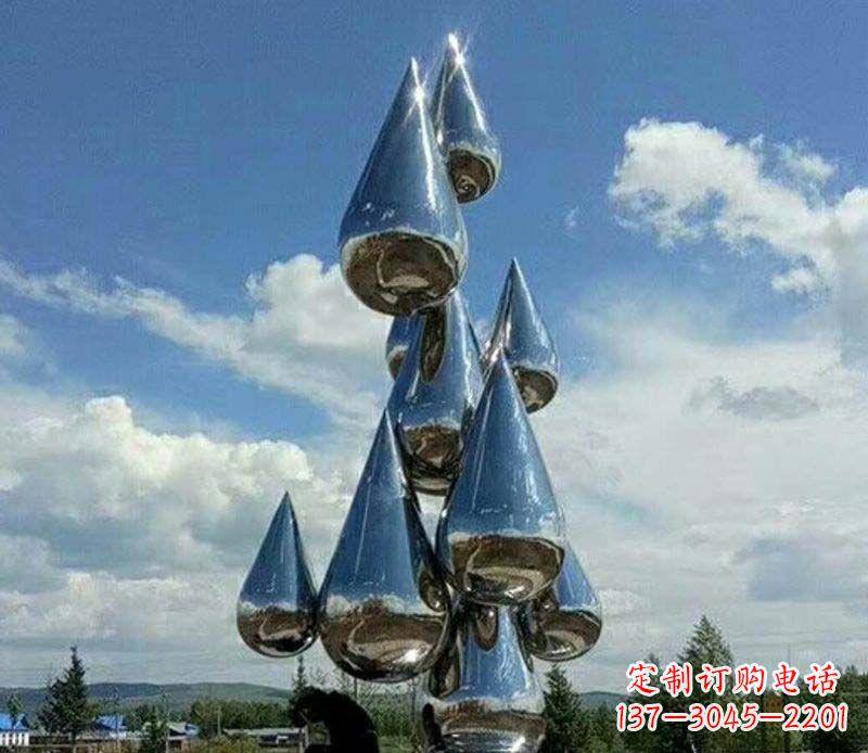 泉州不锈钢镜面大型水滴雕塑——艺术精美、精致优雅