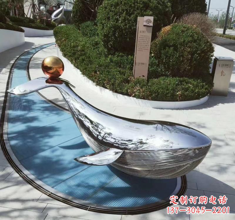 泉州不锈钢镜面动物海豚雕塑