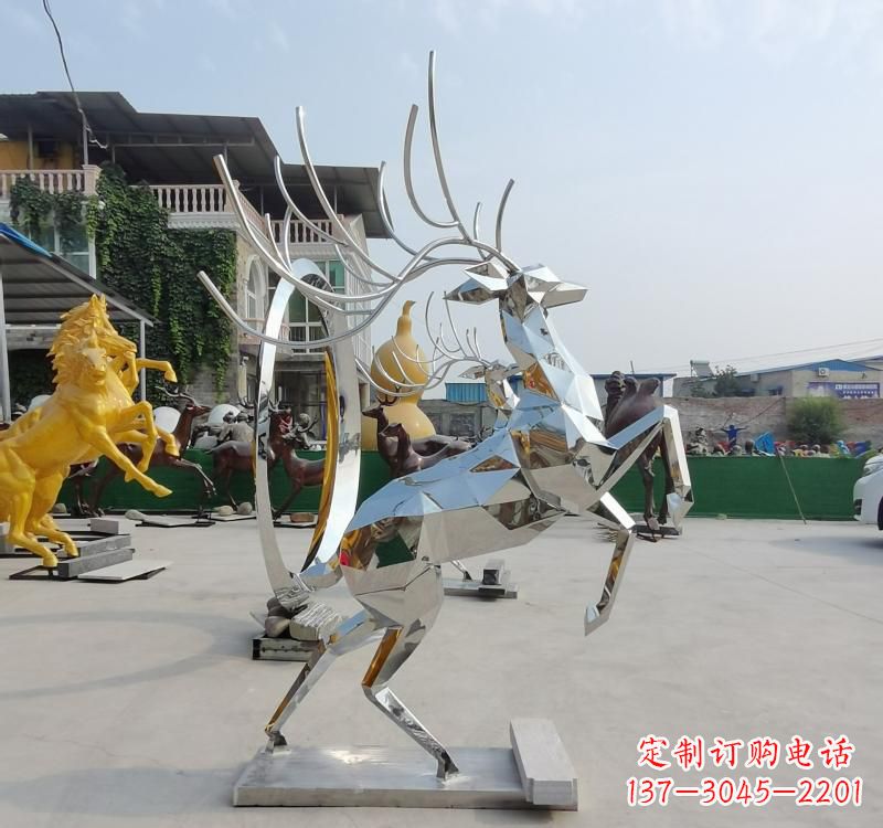 泉州精美不锈钢镜面动物鹿雕塑
