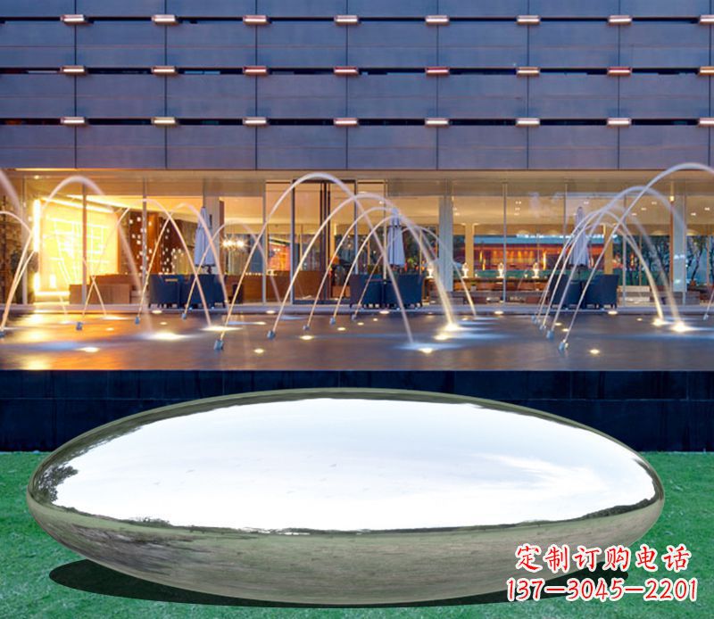 泉州不锈钢镜面鹅卵石广场雕塑