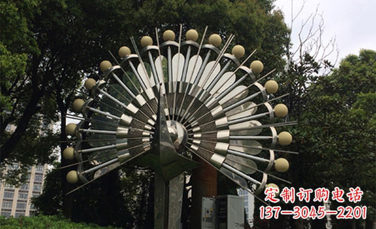 泉州不锈钢孔雀开屏公园雕塑