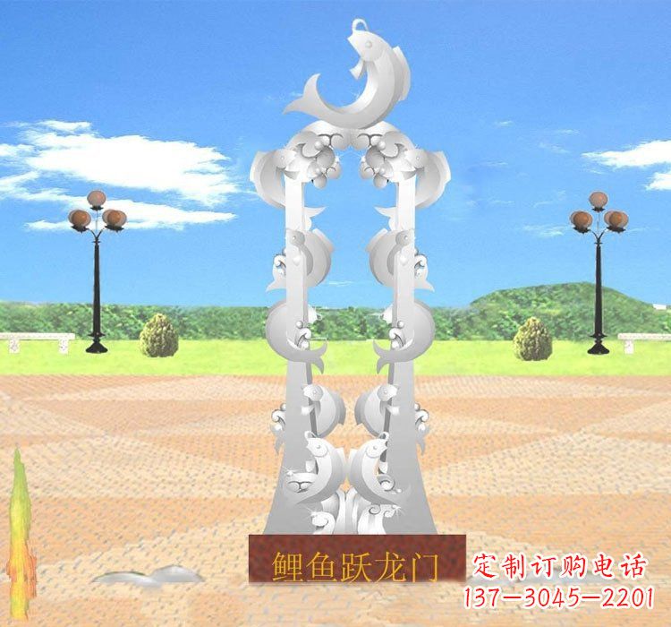 泉州不锈钢鲤鱼跃龙门雕塑——传承传统文化的艺术瑰宝