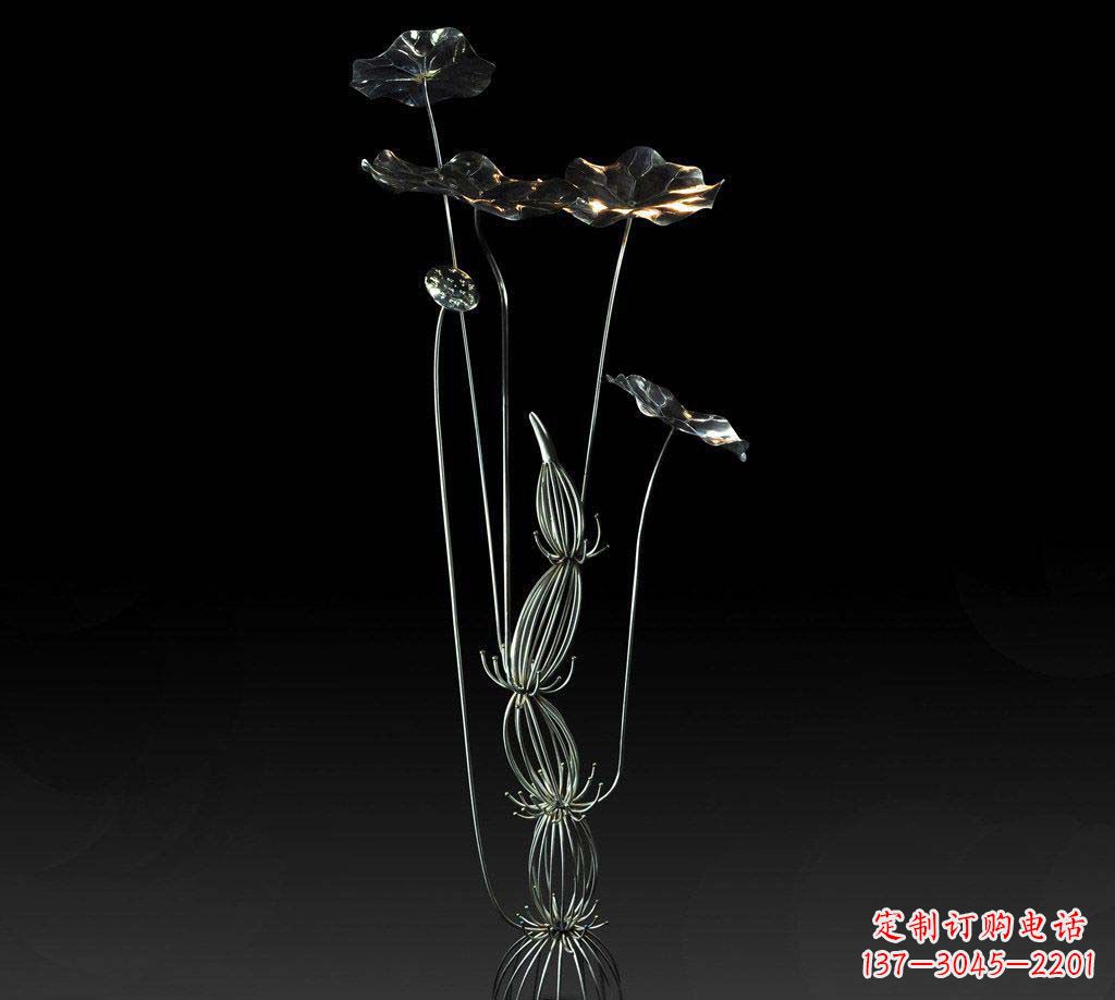 泉州不锈钢莲藕荷花荷叶摆件雕塑