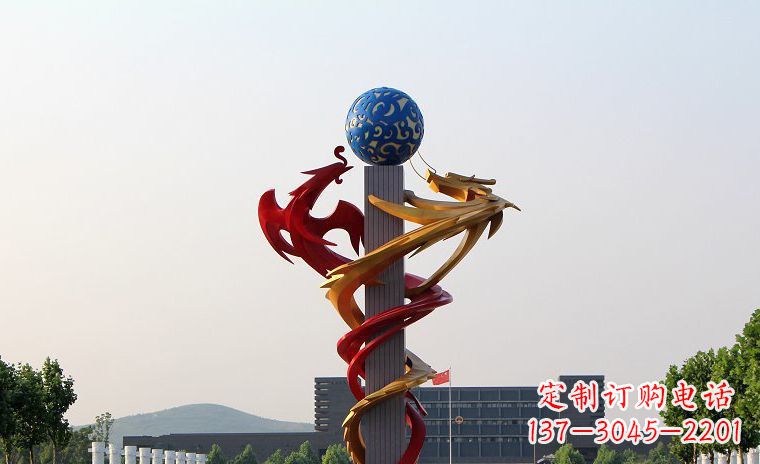 泉州龙凤呈祥一对不锈钢雕塑的精彩展示