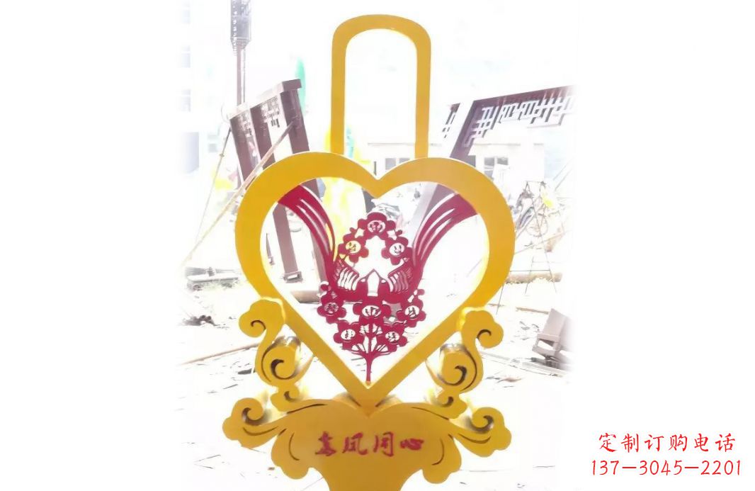泉州不锈钢龙凤同心景观雕塑