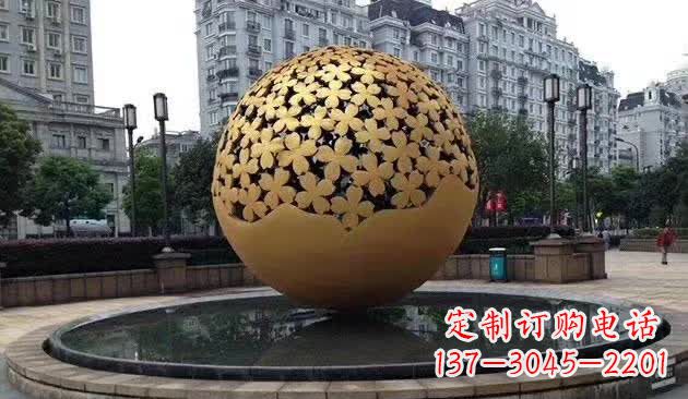 泉州不锈钢镂空球喷泉雕塑