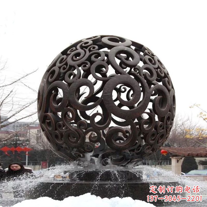 泉州不锈钢镂空球水景喷泉雕塑