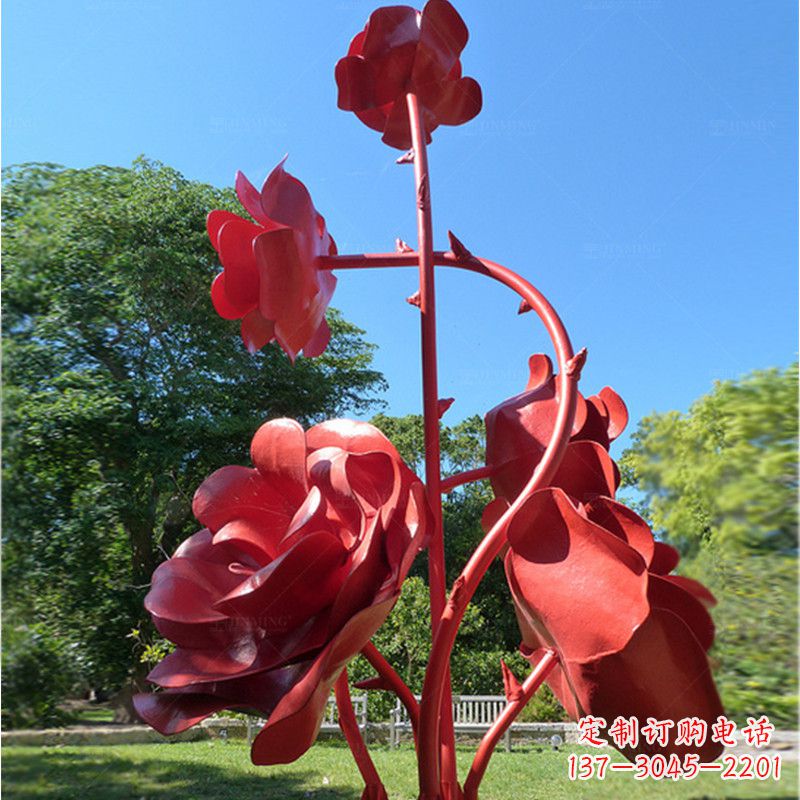 泉州不锈钢玫瑰花雕塑景观摆件