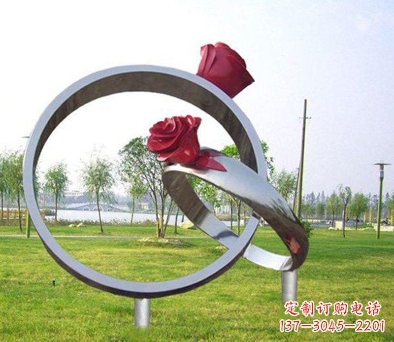 泉州不锈钢玫瑰戒指雕塑