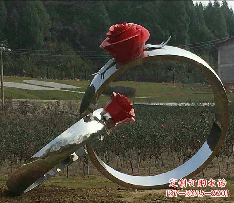 泉州不锈钢玫瑰雕塑精美的艺术珍品