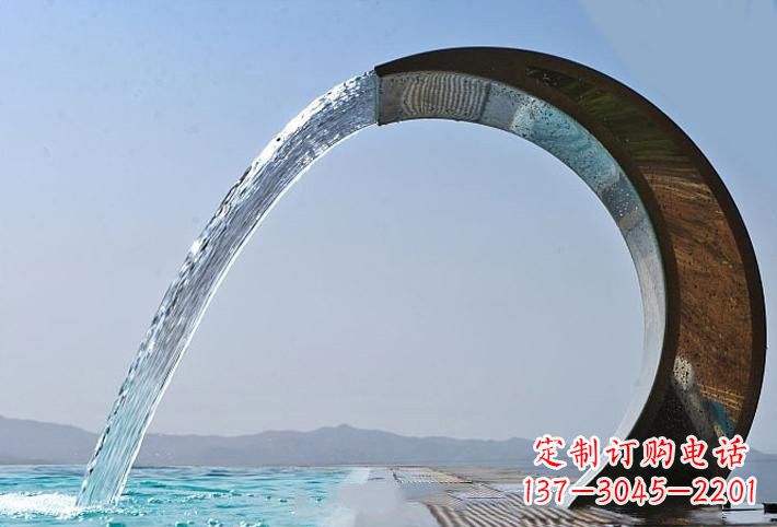 泉州精美不锈钢喷水圆环雕塑