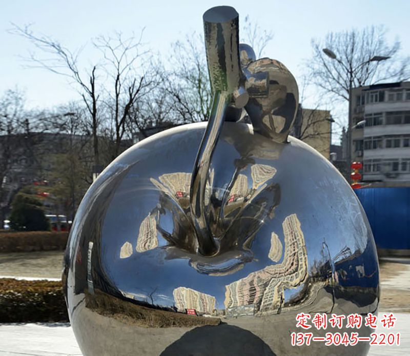 泉州不锈钢苹果镜面雕塑精美绝伦
