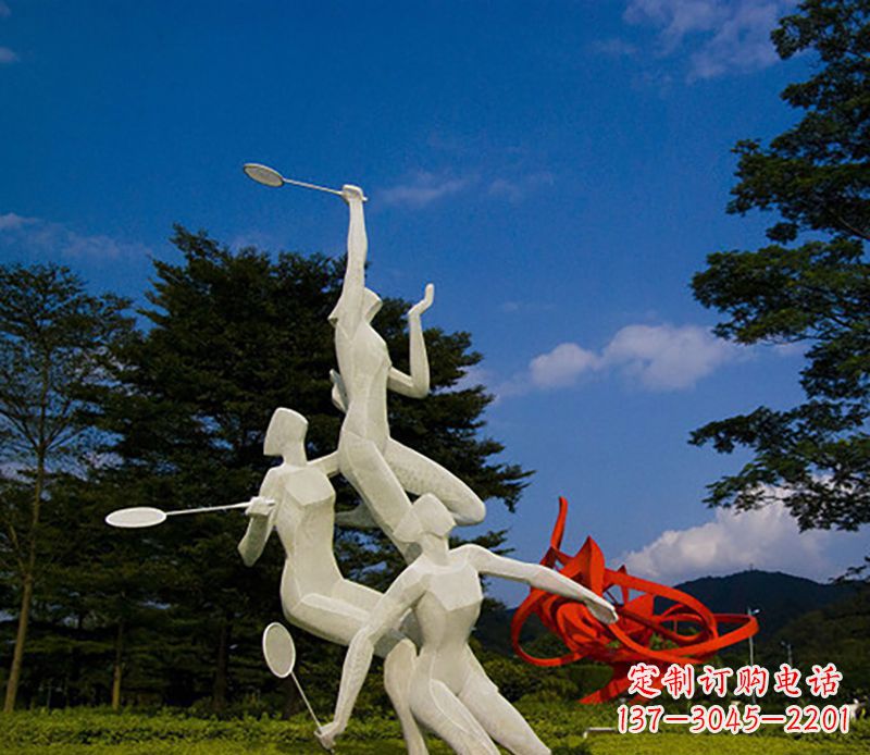 泉州不锈钢羽毛球雕塑精美线条展现体育热情