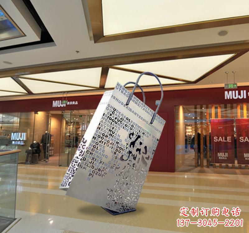 泉州不锈钢商场景观购物袋雕塑