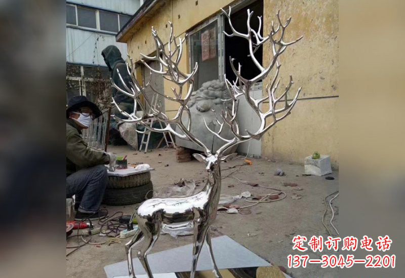 泉州不锈钢树枝鹿雕塑