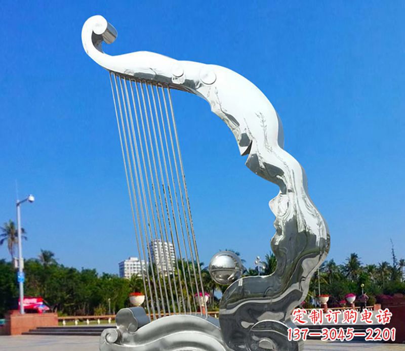 泉州不锈钢竖琴雕塑——传承古典音乐之美