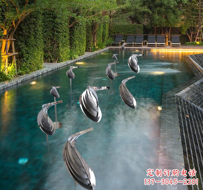泉州不锈钢动物雕塑——美丽的水景装置