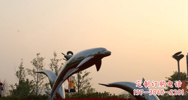 泉州不锈钢海豚雕塑跳跃的美丽