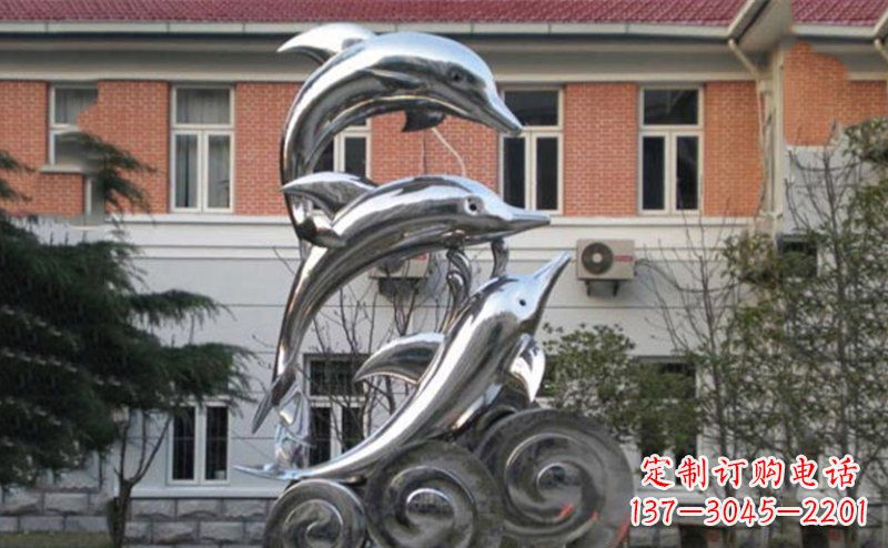 泉州不锈钢跳跃海豚雕塑