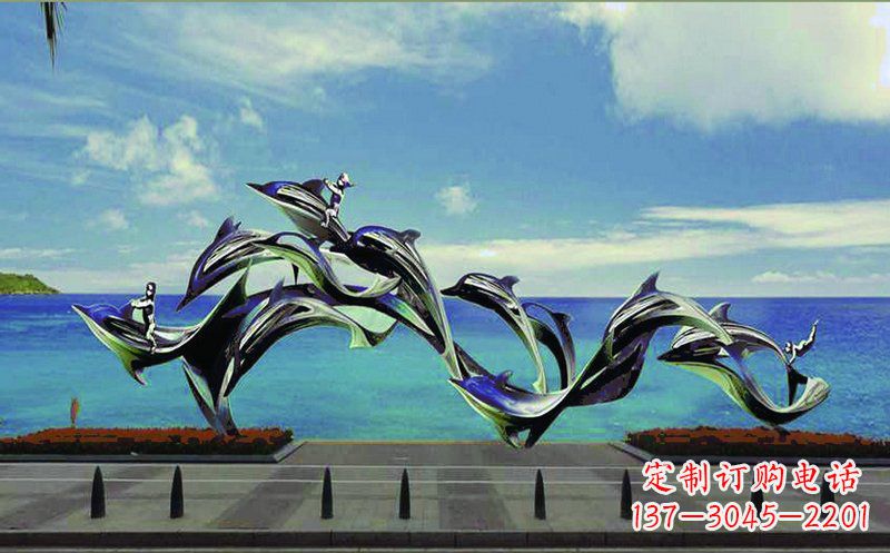 泉州不锈钢海豚广场雕塑——精致而又活泼