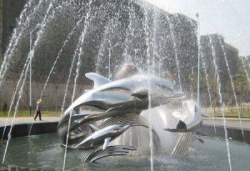 泉州不锈钢商场大型景观鱼喷泉展现雕塑之美