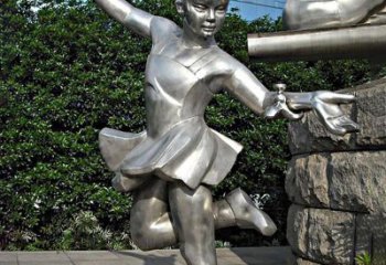 泉州儿童雕塑不锈钢跳舞人物