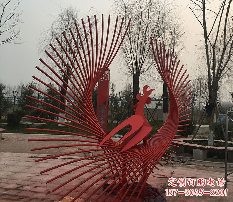 泉州不锈钢网状凤凰雕塑精美的艺术之作