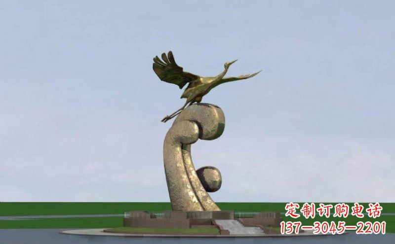 泉州不锈钢仙鹤雕塑象征着美丽和宁静