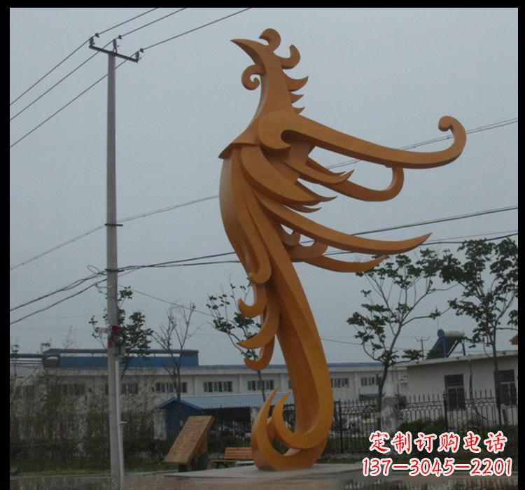 泉州不锈钢现代抽象动物凤凰雕塑