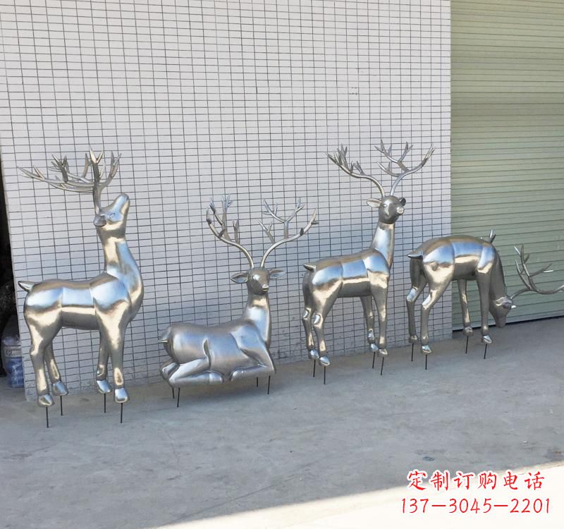 泉州不锈钢梅花鹿雕塑传承美丽的自然