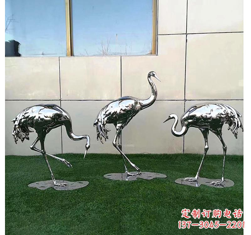 泉州不锈钢现代镜面仙鹤雕塑