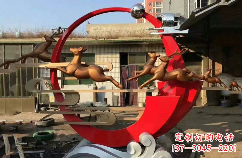 泉州不锈钢制作的梅花鹿雕塑