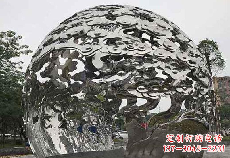 泉州不锈钢祥云镂空球拱门雕塑