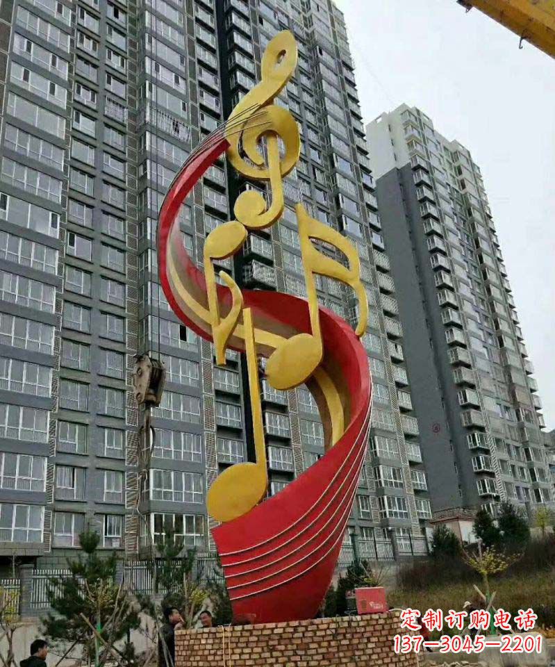 泉州不锈钢小区音符雕塑传递音乐的魅力